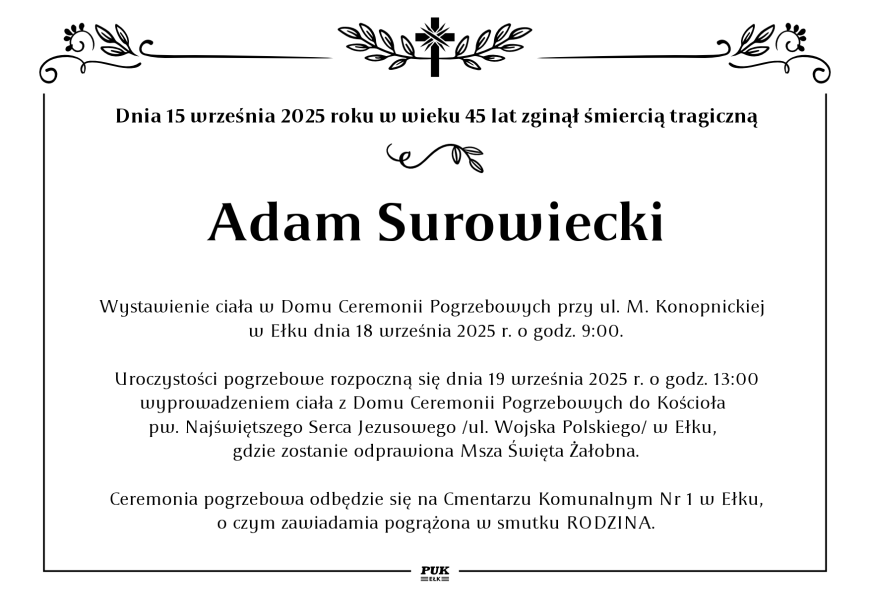 Adam Surowiecki - nekrolog